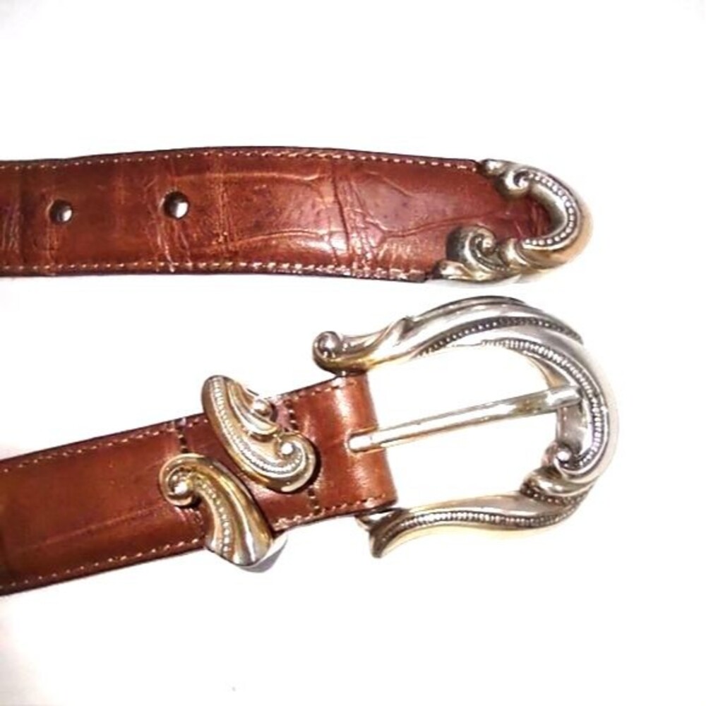 Vintage Brighton Gold Tone Buckle  Brown Leather‎ Belt 33" Long - Picture 3 of 5